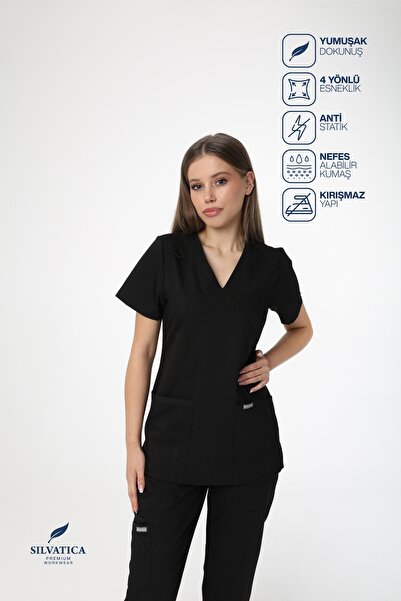 Silvatica Premium Workwear Kadın V Yaka Üst | Premium Medikal Scrubs Hemşire ...
