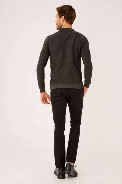 İgs Антрацит Стандартний крій Вузький крій Поло-комір Прямий довгий рукав Трикотаж