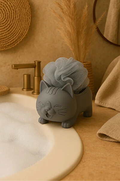 bluvex Decorative Cat Figured Soap Dish Sponge Holder Stylish and Cute Bathroom, Kitchen Accessory Multi-Purpose