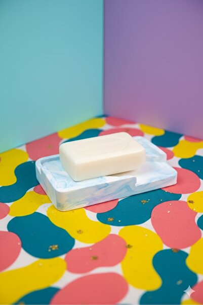 betonmall Μοντέλο στραγγιστήρι σαπουνιού 8x13 cm με αποχέτευση νερού - Μαρμάρινο σχέδιο, συμπαγές σκυρόδεμα