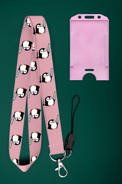 Apptakı Pembe Katil Penguen Boyun İpi Boyun Askı İpi Boyun Askısı ve Kartlık ...