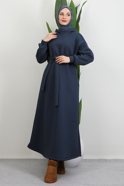 GİZ AGİYİM Φόρεμα με επένδυση fleece τσέπες σε μπλε ναυτικό