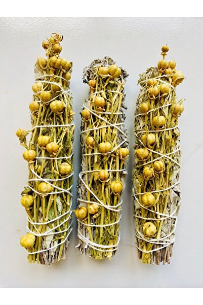 KENT BAHÇESİ 3 Lü Adaçayı Üzerlik Otlu Nazarlık Tütsü Demeti Seti