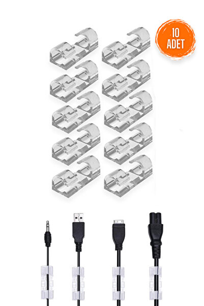 Ganjem Kablo Düzenleyici Klips 10'lu Masa Altı Kablo Sabitleme Gizleyici Bilg...