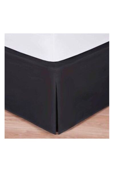 METİNEV Siyah Pamuk Saten Köşe Yırtmaçlı Baza Eteği