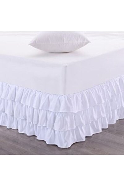 METİNEV تنورة قاعدة بيضاء مبطنة ومكشكشة ثلاث طبقات