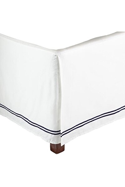 METİNEV Pair of Dark Blue Striped White Cotton Base Skirt