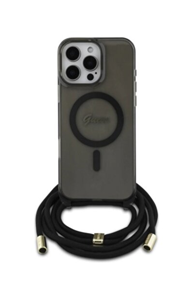 Guess كفر حماية خلفية لايفون 16 برو ماكس، يدعم الشحن اللاسلكي وبتعليقة حول ال...