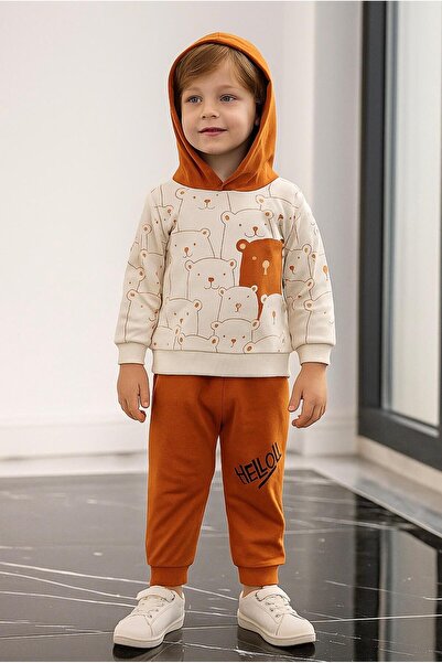 Bubito Happy Ayılar Desenli Kapüşonlu Pamuklu Bebek Çocuk Alt Üst Takım Yeni ...