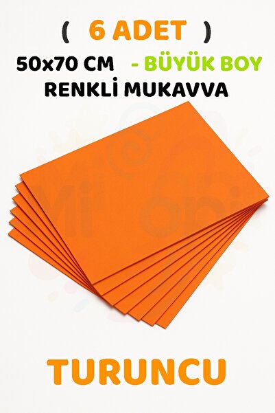 Minopi Turuncu Renkli Mukavva 6 Adet 50x70 cm Sert Karton Mukavva