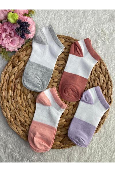 EFİLACCESSORİES Two-Color Cotton 4-Piece Women's Socks