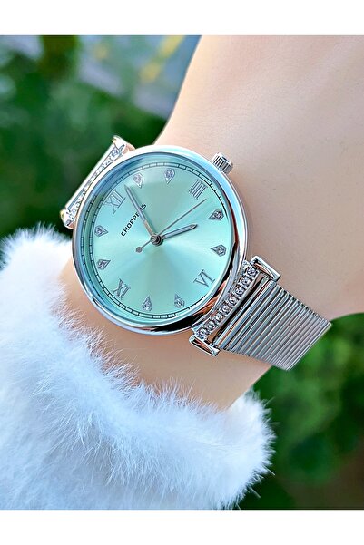 Weluxa Vintage Women's Wrist Watch with Silver Color Stone Steel Band