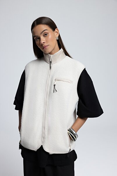 MAI STUDIOS CO. Vestă de pluș largi Alberg bej