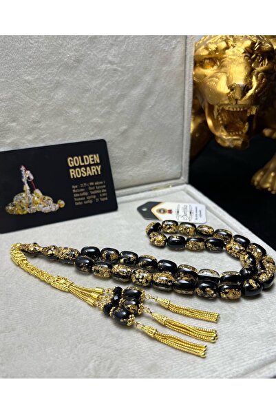 Tesbih-i Hazır Tesbihçilik Çift Sertifikalı Orijinal 24 Ayar Altın Parçacıklı 14 Ayar Altın Kaplama Özel Tasarım Tesbih