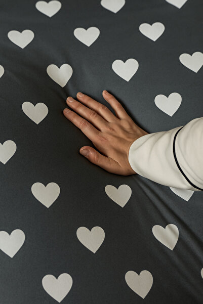 Navessa Home Collection White Heart Black Elastic Fitted Sheet - Cotton, Single, Double Size |   Suitable for Home, Dormitory, Hotels