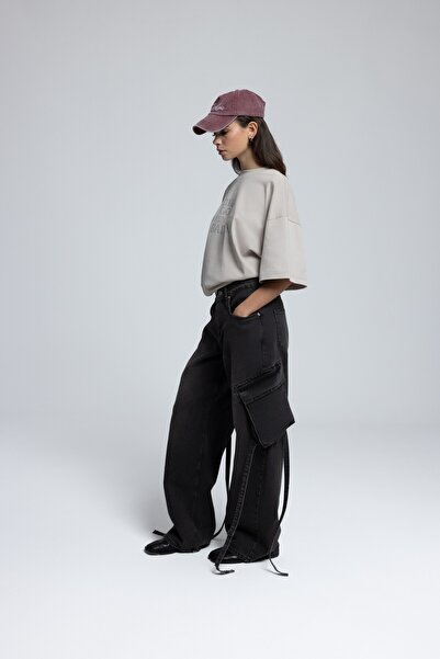 MAI STUDIOS CO. Roger Washed Black Cargo Jean Trousers