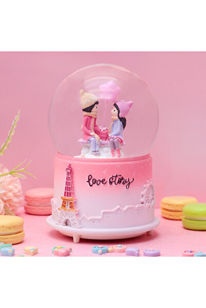 Livava Aşk Hikayesi Büyük Boy Kar Küresi Işıklı, Müzikli, Püskürtmeli, Pembe,...