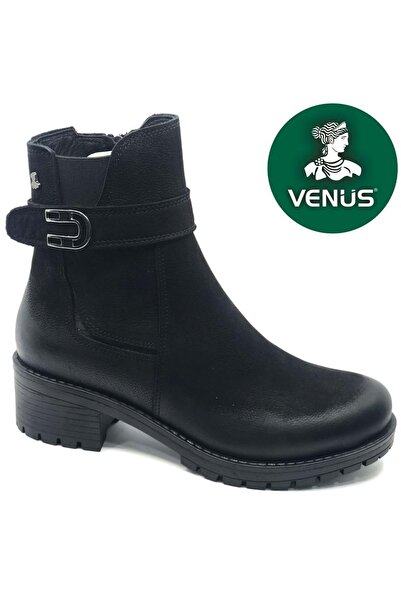 Venüs Dpoons Cizme ortopedice pentru femei din piele naturală, cu talpă anti-alunecare, NEGRE