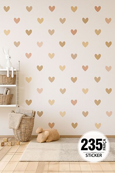 TUGİBU Boho Asimetrik Kalpler Çocuk Odası Duvar Sticker Seti, 235 Parça Kalp ...