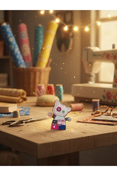 TUNA TAKI & AKSESUAR Patchwork - Yamalı Kedi Rozet. Kedi Pin, Kedi Broş.