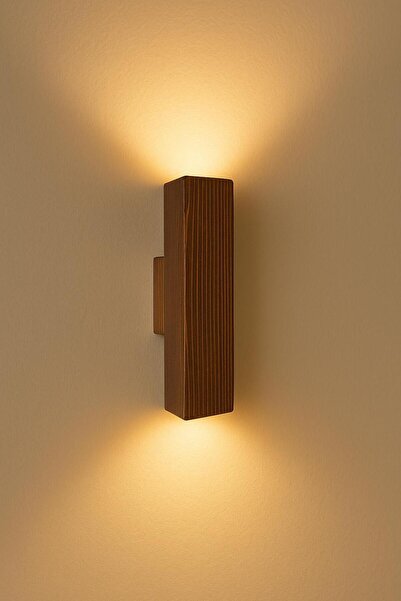 Aysem Wood Duvar Apliği Yansıtma Tasarımlı Çift Yönlü Ahşap Salon Hol Cafe Otel Duvar Apliği