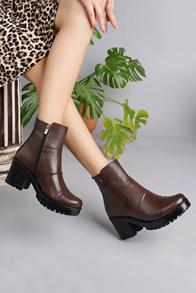 Diego Carlotti Hakiki Deri Topuklu Günlük Kadın Bot Bağsız