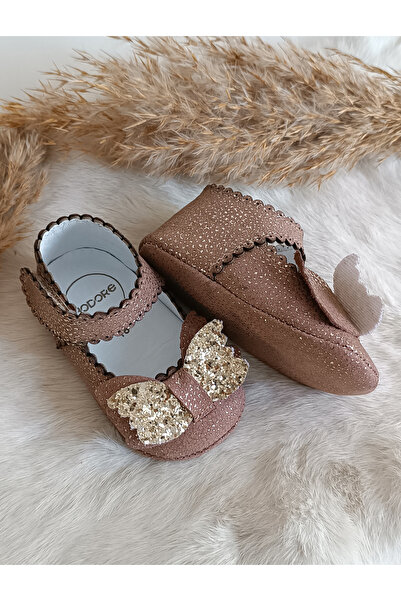 Hodore Angel Silvery Brown Genuine Leather Baby Moccasin Booties