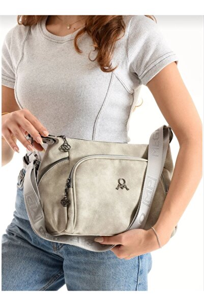 Mega & Polo Γυναικεία κρέμα Clinkir υφασμάτινη τσάντα ώμου και χιαστί Tm1097