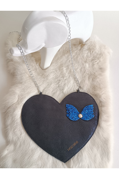 Hodore LoveBerry Справжня шкіра Дитяча сумка Синя з принтом