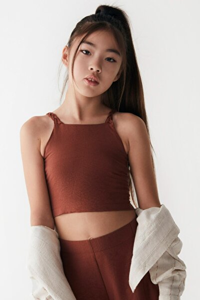 nk kids Κοριτσίστικο πλεκτό λουράκι Crop 36340 Καφέ