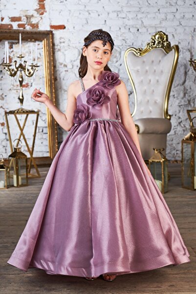 Mojo Bebek فستان سهرة بناتي من Mojo بعمر 5-10 سنوات بكتف واحد مزين بالأحجار 3...