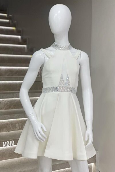 Mojo Bebek Mojo Kız Çocuk Boyun ve Kemeri Taş İşlemeli Kısa Abiye Elbise 528 ...