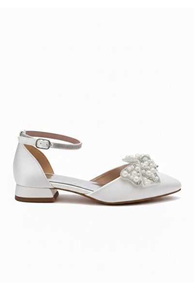 ŞAH İnci Taşlı Fiyonk Babet Gelin Nikah Abiye Ayakkabı