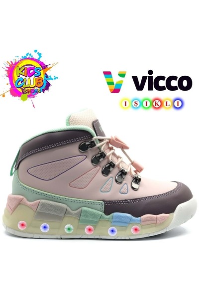 Vicco Ellen Phylon Kauçuk Taban Ortopedik Işıklı Çocuk Bot PUDRA