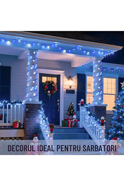 VELORA Set of 2 linear light strings (2x80 m), 8 lighting modes, blue LEDs, IP44