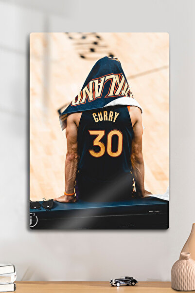 DekorHane Pictură de perete lucioasă cu imprimare metalică - Stephen Curry NBA