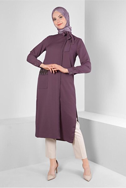 Alvina YAKASI BAĞLAMALI CEPLİ TUNİK 43525