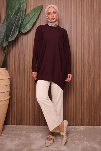 TRENDTESETTÜR Women's Burgundy Knit Tunic t 4007