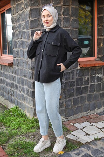 TRENDTESETTÜR WOMEN'S BLACK COTTON SHIRT T 1511