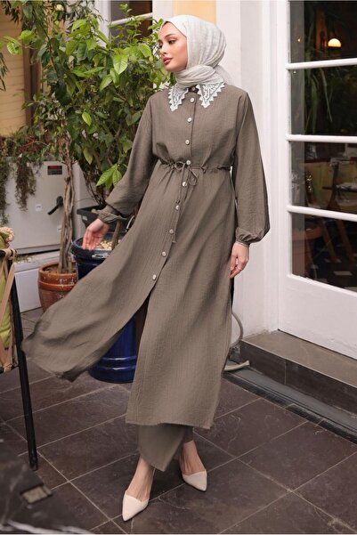 TRENDTESETTÜR Women's Mink Lace Detailed Pants Suit t 9984