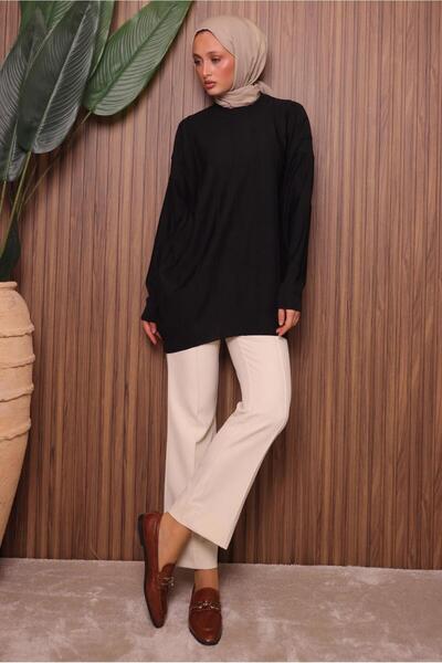TRENDTESETTÜR Women's Black Knit Tunic t 4007