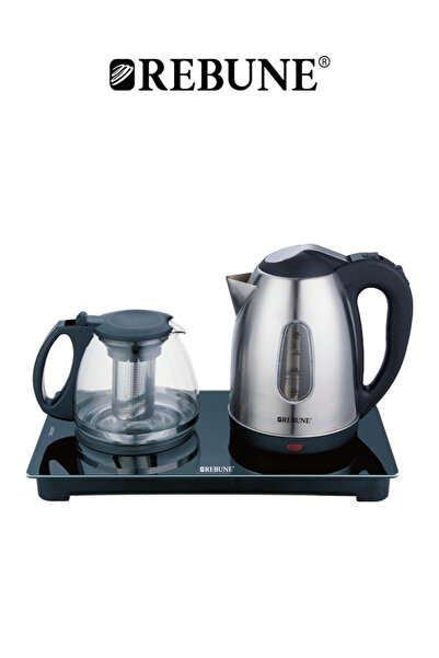 rebune Rebon Electric Kettle with Tea Pot 1.8L 1500W - Silver & Black - RE-1-139