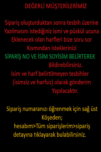 Lio20 Tesbih Oniks Taşı Harfli Püsküllü Tesbih