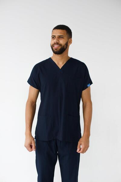 Dr. Mitra Men's Lycra Bat Sleeve Nurse Doctor Suit Navy Blue