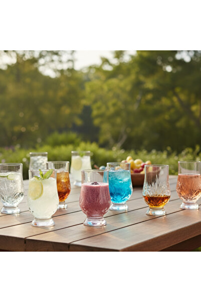 ALQANNAS 8-piece set of premium crystal juice glasses with bases | Elegant glasses for water and juices