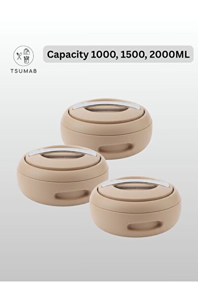 TSUMAB 3-Piece Insulated Hotpot Casserole Set (1000ml + 1500ml + 2000ml)