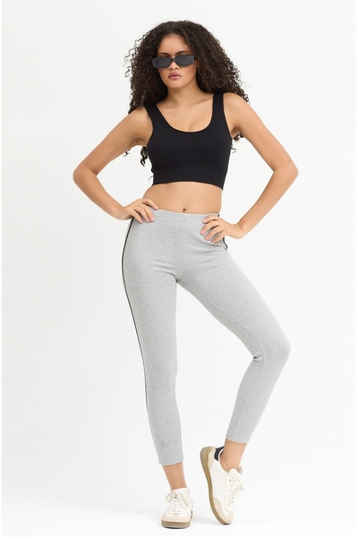 SEEN Kadın Siyah Kaşkorse Fitilli Dar Paça Tayt – Yan Şerit Detaylı