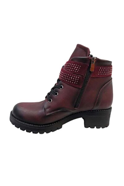 Mehtap 10025 Cross Stone Boots Bordo