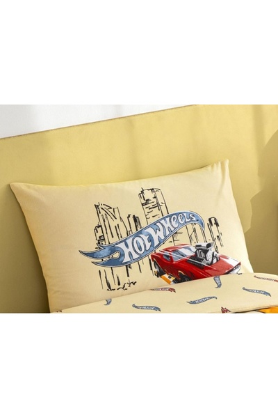 Taç Licensed Hotwheels Patterned 100% Cotton Fabric 1 Piece Pillowcase 50X70 cm