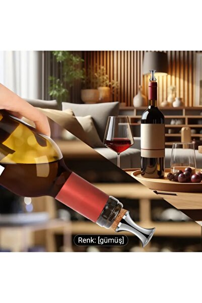 Atay Garage Paslanmaz Çelik Şarap ve Şampanya Tıpası 1 Adet Yağdanlık Sürahi ...